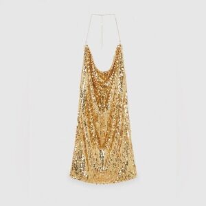 Patrizia Pepe Gold Sequin Mini Dress